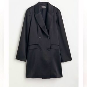 H&M satin Elegant Black Women's blazer style button up